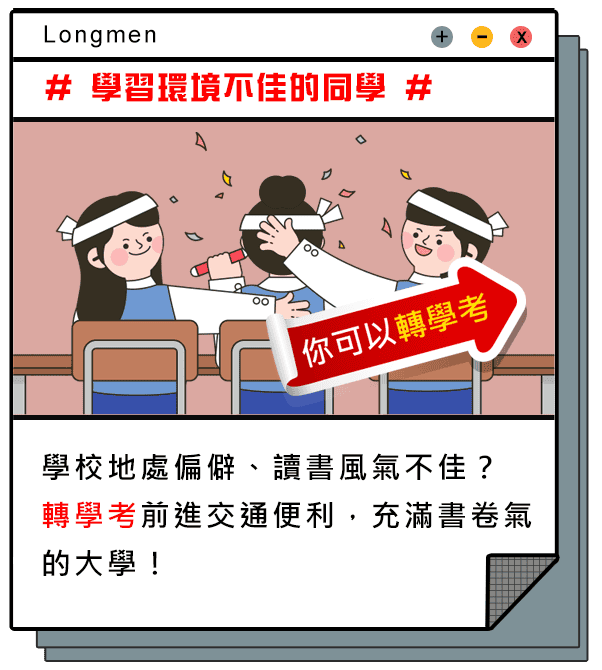 學習環境不佳的同學,你可以轉學考 學習環境不佳的同學,你可以轉學考